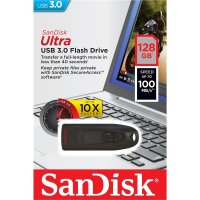 SanDisk Ultra, 128 GB, USB Typ-A, 3.2 Gen 1 (3.1 Gen 1), 100 MB/s, Dia, Schwarz