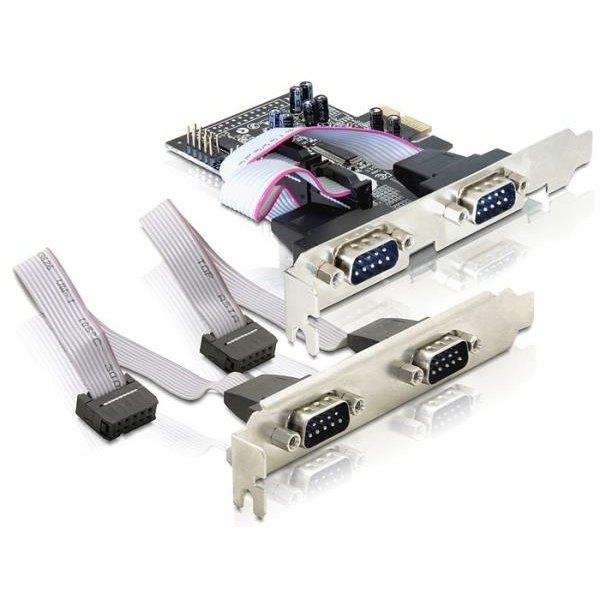 Delock 4 x serial PCI Express card, PCIe, Silber, 0,2304 Mbit/s, Kabelgebunden, Windows 2000/XP/XP-64/Vista, Linux, MAC