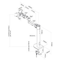 Neomounts Tischhalterung für Curved Monitore, Klemme, 20 kg, 25,4 cm (10"), 124,5 cm (49"), 100 x 100 mm, Schwarz