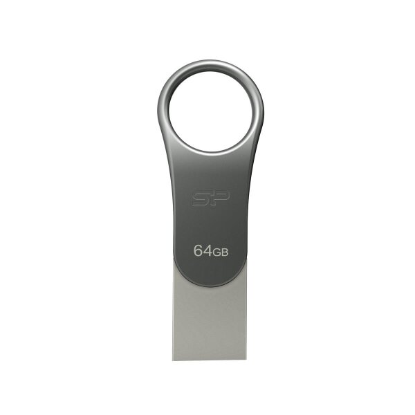 Silicon Power Mobile C80, 64 GB, USB Type-A / USB Type-C, 3.2 Gen 1 (3.1 Gen 1), Ohne Deckel, 8 g, Titan