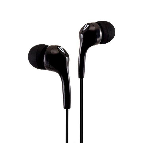 V7 Stereo In-Ear Kopfhörer, ultra-leicht, In-Ear Design, geräuschunterdrückend, 3,5 mm, schwarz, Kabelgebunden, 20 - 20000 Hz, Musik, 12 g, Kopfhörer, Schwarz