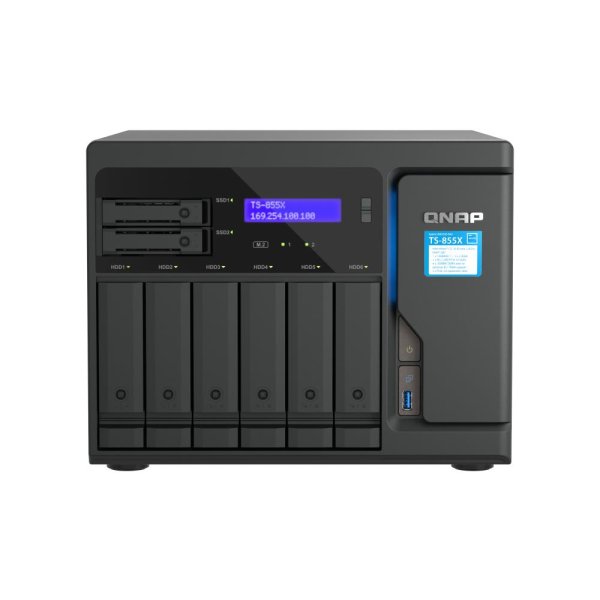 QNAP TS-855X, SAN, Tower, Intel Atom®, C5125, Schwarz