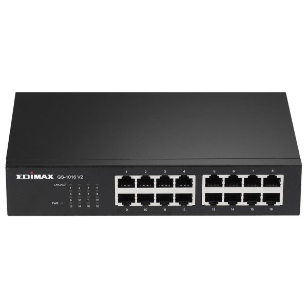 Edimax GS-1016 V2, Managed, Gigabit Ethernet (10/100/1000), Vollduplex, Rack-Einbau, Wandmontage