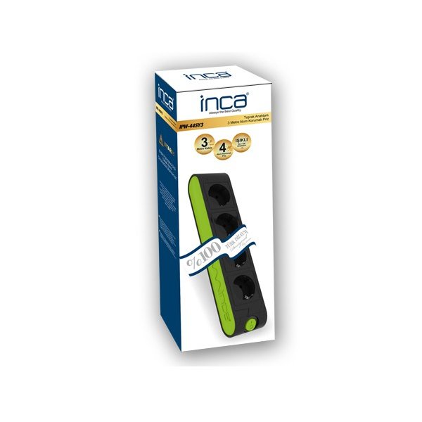 INCA IPW-44YS3, 4 AC-Ausgänge, 250 V, 4000 W, 10 A, 16 A, Schwarz, Grün