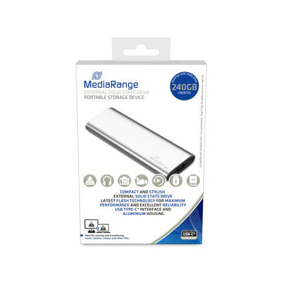 MEDIARANGE MR1101, 240 GB, M.2, USB Typ-C, 3.2 Gen 2 (3.1 Gen 2), 450 MB/s, Silber