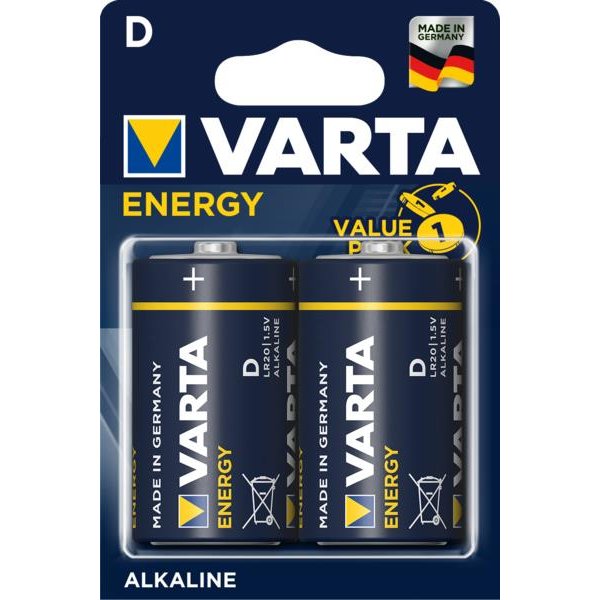 Varta ENERGY D, Einwegbatterie, D, Alkali, 1,5 V, 2 Stück(e), Blau