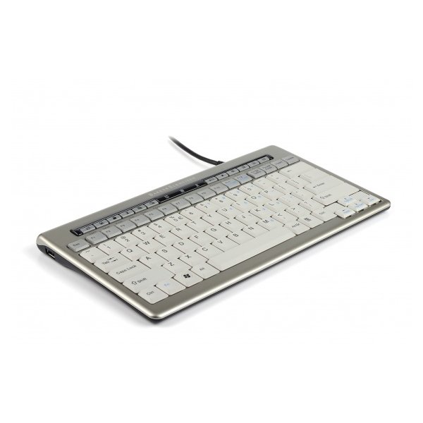 Bakker S-board 840 Compact Keyboard (US), Tenkeyless (80 - 87 %), Kabelgebunden, USB, Scherenschalter, QWERTY, Hellgrau, Weiß