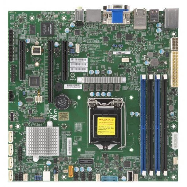 Supermicro X11SCZ-F, Intel, LGA 1151 (Socket H4), Intel® Celeron®, Intel® Core™ i3, Intel® Pentium®, Intel® Xeon®, DDR4-SDRAM, 64 GB, DIMM