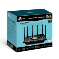 TP-LINK Archer AXE5400 Tri-Band Gigabit Wi-Fi 6E Router, Wi-Fi 6E (802.11ax), Tri-Band (2,4 GHz/5 GHz/6 GHz), Ethernet/LAN, Schwarz, Tabletop-Router