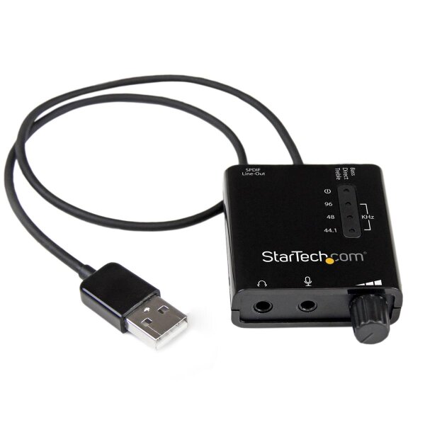 StarTech.com USB Audio Adapter - Externe USB Soundkarte mit SPDIF Digital Audio und Stero Mic - Schwarz, 5.1 Kanäle, 24 Bit, 91 dB, USB