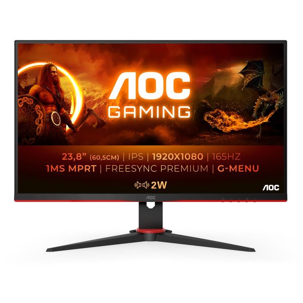 AOC G2 24G2SPAE/BK, 60,5 cm (23.8"), 1920 x 1080 Pixel, Full HD, LED, 1 ms, Schwarz, Rot