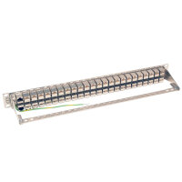 Tripp N254-048-SH-6A 48 Anschlüsse 1 HE Rackmontage geschirmtes Cat6a STP Durchführungs-Patchfeld, RJ45 Ethernet, TAA, 10 Gigabit Ethernet, RJ-45, Cat6a, Silber, Weiß, Rackeinbau, 1U