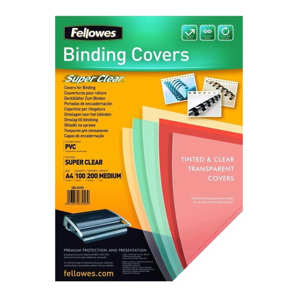 Fellowes 5376001, A4, PVC, Transparent, 297 mm, 1 mm, 210 mm