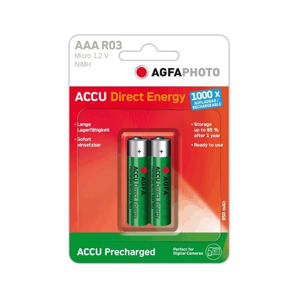 AgfaPhoto Direct Energy, AAA, Nickel-Metallhydrid (NiMH), 1,2 V, 950 mAh, Grün