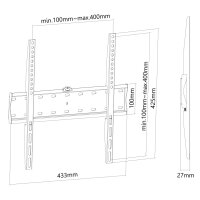 Neomounts Monitor-Wandhalterung, 81,3 cm (32"), 139,7 cm (55"), 40 kg, 200 x 200 mm, 400 x 400 mm, Schwarz