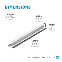 HP Wiederaufladbarer Tilt Pen MPP 2.0 (silber), Laptop, HP, Silber, 10 g, 149,5 mm, 9,5 mm