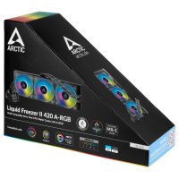 Arctic Liquid Freezer II 420 A-RGB - Multikompatibler All-in-One Wasserkühler mit A-RGB, All-in-One-Flüssigkeitskühler, 14 cm, 200 RPM, 1800 RPM, 0,3 Sone, Schwarz