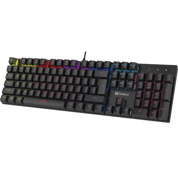 SANDBERG 640-31, Kabelgebunden, USB, Mechanischer Switch, QWERTZ, RGB-LED, Schwarz