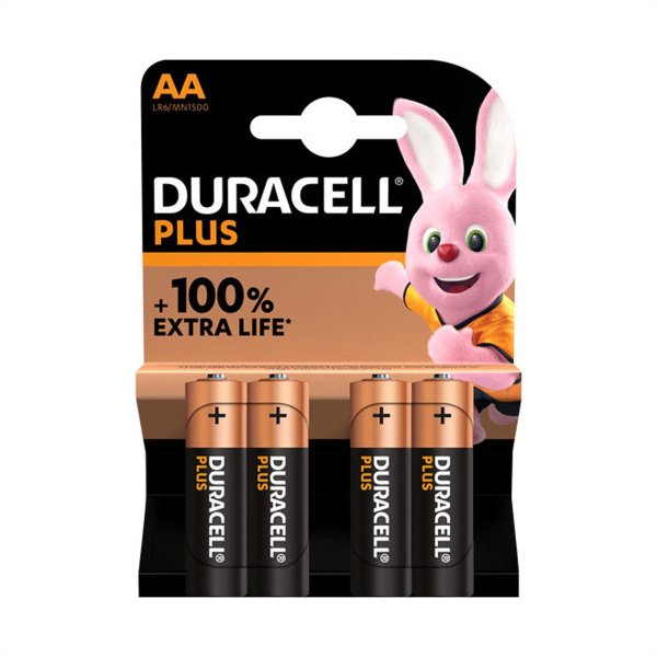 Duracell Plus 100, Einwegbatterie, AA, Alkali, 1,5 V, 4 Stück(e), Mehrfarbig