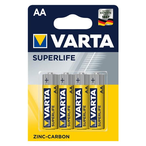 Varta SUPERLIFE, Einwegbatterie, AA, Zink-Karbon, 1,5 V, 4 Stück(e), Grau, Gelb