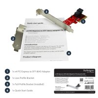 StarTech.com PCI Express x4 auf SFF-8643 Adapter für PCIe NVMe U.2 SSD - U.2 2,5" NVMe SSD Adapter, PCIe, U.2, Full-height / Low-profile, PCIe 3.0, Rot, 5 - 50 °C