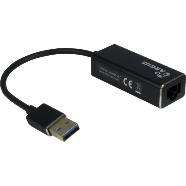 Inter-Tech ARGUS IT-810, Schwarz, Realtek RTL8153, 25 mm, 240 mm, 17 mm, 30 g