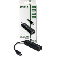 Inter-Tech ARGUS IT-310, USB 3.2 Gen 1 (3.1 Gen 1) Type-A, IEEE 802.3ab, IEEE 802.3i, IEEE 802.3u, Schwarz, RJ-45, USB 3.2 Gen 1 (3.1 Gen 1) Type-A, Aluminium, Windows 10, Windows 7, Windows 8, Windows 8.1