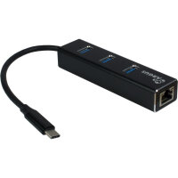 Inter-Tech ARGUS IT-410, USB 3.2 Gen 1 (3.1 Gen 1) Type-C, IEEE 802.3ab, IEEE 802.3i, IEEE 802.3u, Schwarz, RJ-45, USB 3.2 Gen 1 (3.1 Gen 1) Type-A, Aluminium, CE, RoHS