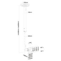 Neomounts Monitor-Deckenhalterung, 20 kg, 25,4 cm (10"), 76,2 cm (30"), 50 x 50 mm, 100 x 100 mm, 500 - 850 mm