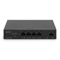 DIGITUS 4- Port Gigabit PoE Netzwerkswitch, Desktop, unmanaged, 1 Uplink Port RJ45, 60 W, af/at