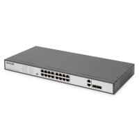 DIGITUS 16-Port Fast Ethernet PoE Netzwerkswitch, 19...