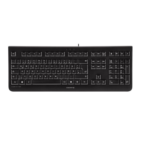 Cherry KC 1000, Kabelgebundene Tastatur, Schwarz, USB (QWERTZ - DE), Volle Größe (100%), Kabelgebunden, USB, QWERTZ, Schwarz