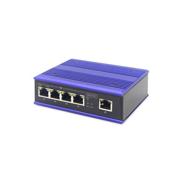 DIGITUS 4 Port Gigabit Netzwerk PoE Switch, Industrial, Unmanaged, 1 RJ45 Uplink