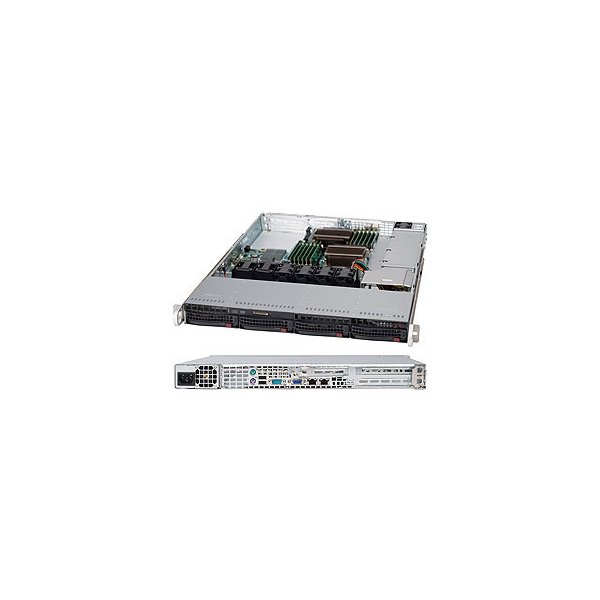 Supermicro SuperChassis 815TQC-605WB, Rack, Server, Schwarz, 1U, Ventilatorausfall, HDD, Netzwerk, Leistung, 600 W