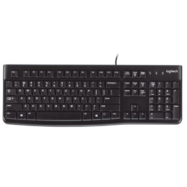 Logitech Keyboard K120 for Business, Volle Größe (100%), Kabelgebunden, USB, QWERTY, Schwarz