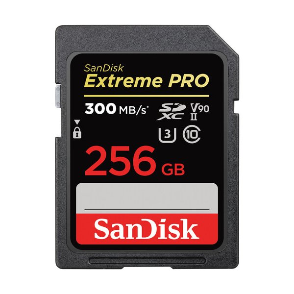 SanDisk Extreme PRO, 256 GB, SDXC, Klasse 10, UHS-II, 300 MB/s, 260 MB/s