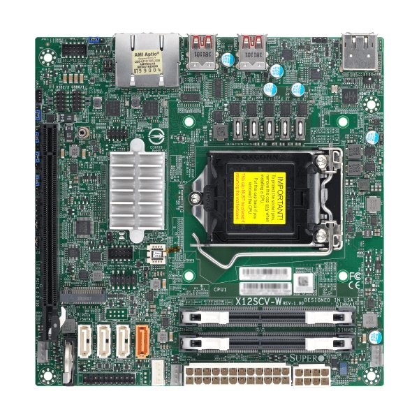 Supermicro MBD-X12SCV-W, Intel, LGA 1200 (Socket H5), Intel® Celeron®, Intel® Core™ i3, Intel® Core™ i5, Intel® Core™ i7, Intel® Core™ i9,..., DDR4-SDRAM, 64 GB, DIMM