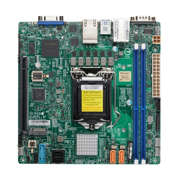 Supermicro MBD-X12STL-IF, Intel, LGA 1200 (Socket H5), Intel Xeon E, E-2300, DDR4-SDRAM, 64 GB