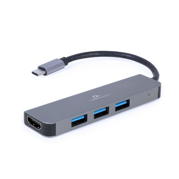 Gembird A-CM-COMBO2-01, USB 3.2 Gen 1 (3.1 Gen 1) Type-C, Grau, HDMI, USB 3.2 Gen 1 (3.1 Gen 1) Type-A, USB 3.2 Gen 1 (3.1 Gen 1) Type-C, Metall, China, USB