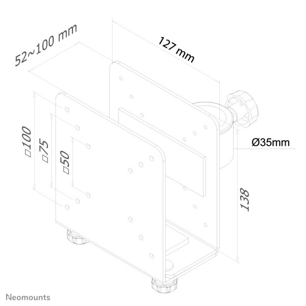 Neomounts Thin Client-Halterung, 10 kg, Silber, Taiwan, 100 mm, 1 - 100 mm, 138 mm