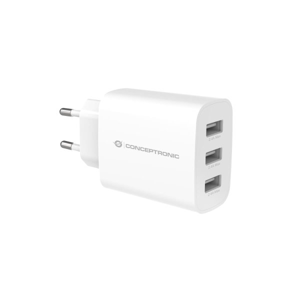 Conceptronic ALTHEA13W 3-Port 30W USB-Ladegerät, USB-A x 3, Indoor, AC, 5 V, Weiß