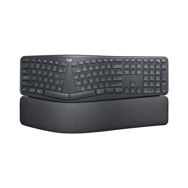 Logitech Ergo K860, Volle Größe (100%), Kabellos, RF Wireless + Bluetooth, Halbmechanischer Schlüsselschalter, QWERTY, Graphit