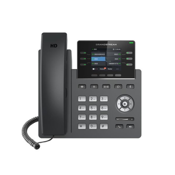 Grandstream GRP2613, IP-Telefon, Schwarz, Kabelgebundenes Mobilteil, Im Band, Out-of band, SIP-Info, 6 Zeilen, 2000 Eintragungen