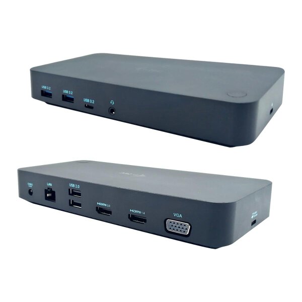 i-tec USB 3.0/USB-C/Thunderbolt, 3x Display Docking Station + Power Delivery 100W, Kabelgebunden, USB 3.2 Gen 1 (3.1 Gen 1) Type-C, 100 W, 3,5 mm, 10,100,1000 Mbit/s, Grau