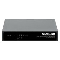 Intellinet 5-Port PoE+ Gigabit Switch mit PoE-Passthrough, 4 x PSE PoE-Ports, 1 x PD PoE-Port, IEEE 802.3at/af Power-over-Ethernet (PoE+/PoE), IEEE 802.3az Energy Efficient Ethernet, Desktop, Gigabit Ethernet (10/100/1000), Power over Ethernet (PoE)