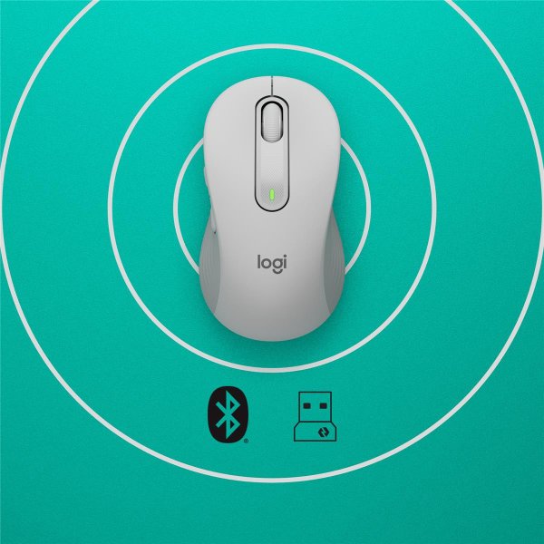 Logitech Signature M650 for Business, rechts, Optisch, RF Wireless + Bluetooth, 4000 DPI, Weiß