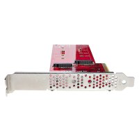 StarTech.com Dual M 2 PCIe AdapterKarte, PCIe x8/ x16 auf Dual AHCI oder NVMe M.2 SSDs, PCI Express 4.0, 7,8GB/s pro Laufwerk, Bifurkation Erforderlich - Windows/Linux Kompatibel, Voll und Niedrig rofil Blende, PCIe, M.2, PCIe 4.0, Rot, 6493014 h, 7,8 Gbi