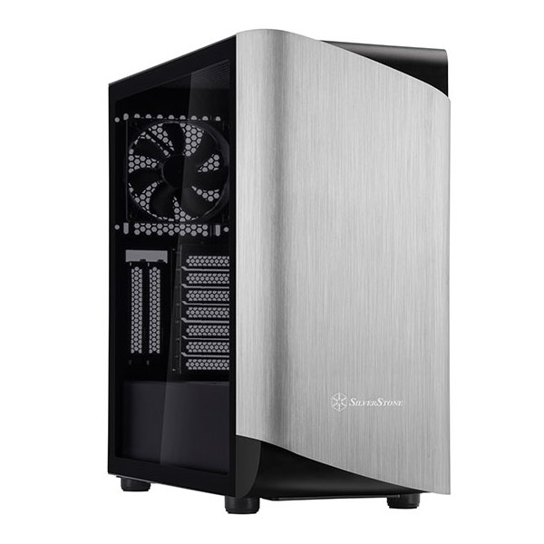 SilverStone SETA A1, Midi Tower, PC, Schwarz, Silber, ATX, micro ATX, Mini-ITX, Aluminium, Stahl, Gehärtetes Glas, 17,5 cm