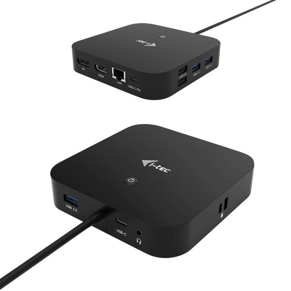 i-tec USB-C HDMI DP Docking Station with Power Delivery 100 W, Kabelgebunden, USB 3.2 Gen 1 (3.1 Gen 1) Type-C, 100 W, 3,5 mm, 10,100,1000 Mbit/s, Schwarz