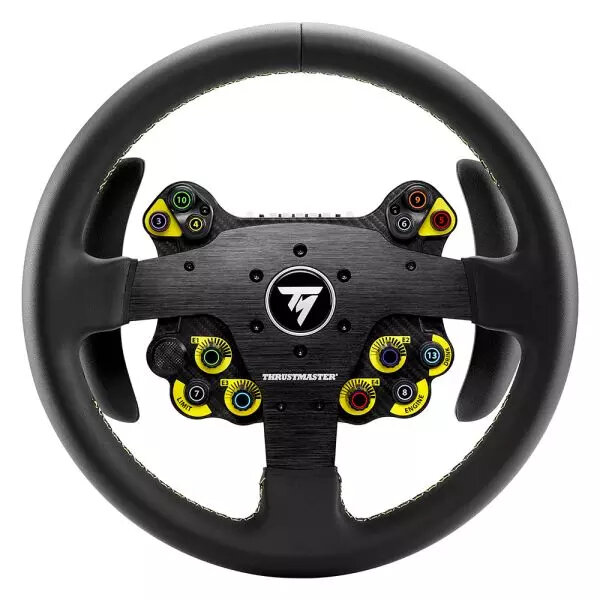 ThrustMaster Evo Racing 32R Leather, Steuerrad, PC, PlayStation 4, PlayStation 5, Xbox, Xbox One, D-Pad, Kabelgebunden, Schwarz, Gelb, Aluminium, Leder